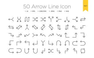 50 Arrow Line Icons Set Vol 1