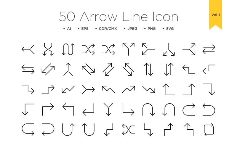 50 Arrow Line Icons Set Vol 1 Icon Set