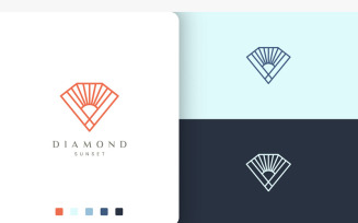 Diamond or Sun Logo in Mono Line Style