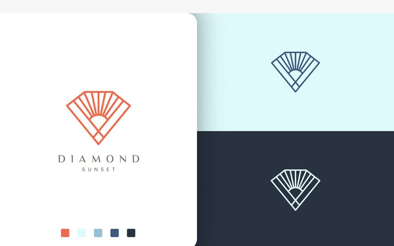 Diamond or Sun Logo in Mono Line Style Logo Template
