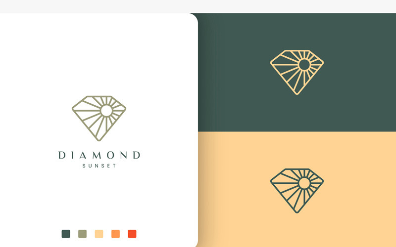 Diamond Sun Logo in Mono Line Style Logo Template