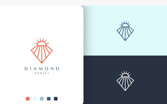 Diamond Sun Logo Simple Mono Line