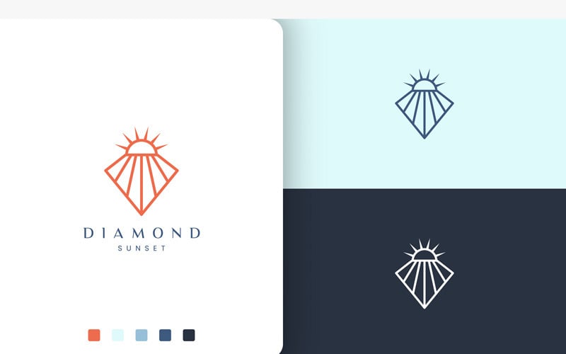 Diamond Sun Logo Simple Mono Line Logo Template