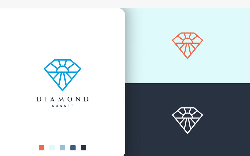 Diamond Sun or Beach Logo in Simple Logo Template