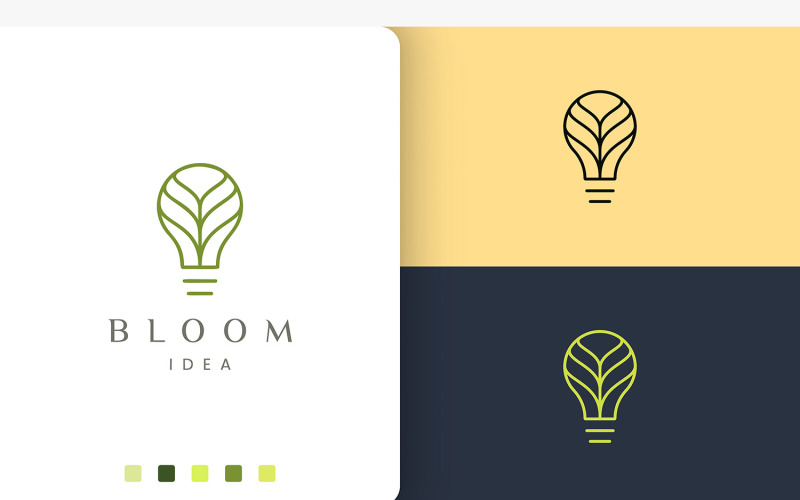 Green Bulb Logo in Simple Modern Style Logo Template