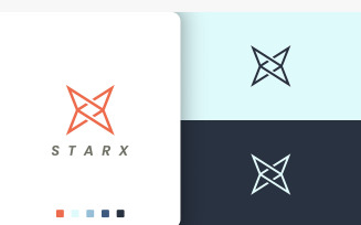 Letter X or Star Logo in Simple Style