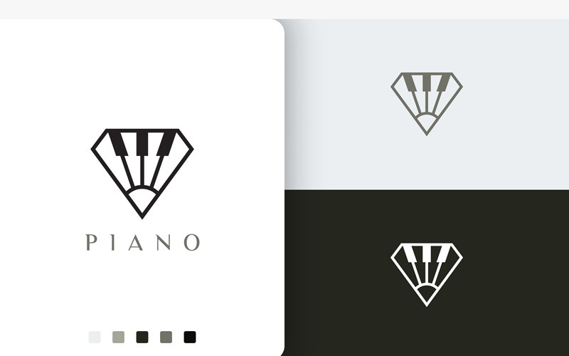 Modern Piano Logo in Diamond Shape Logo Template
