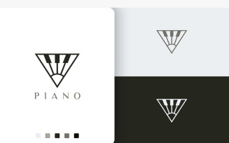 Modern Piano Logo in Triangle Shape