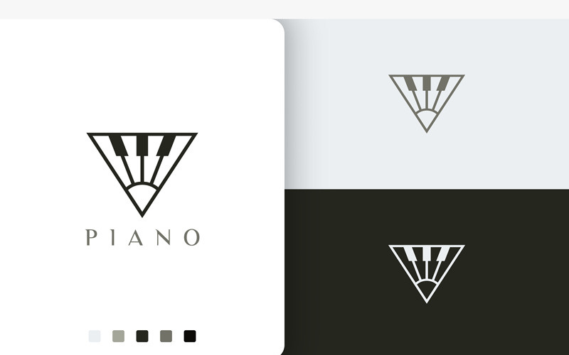 Modern Piano Logo in Triangle Shape Logo Template