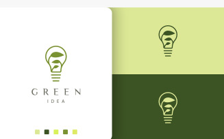 Natural Bulb Logo in Simple Style