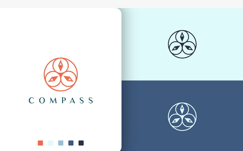 Sail or Navigation Logo Compass Shape Logo Template