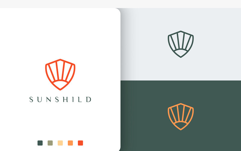 Shield or Defense Logo Simple Mono Line Logo Template
