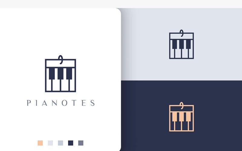 Simple and Modern Piano Note Logo Logo Template