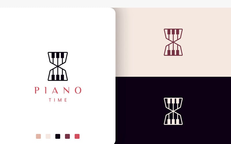 Simple and Modern Piano Time Logo Logo Template