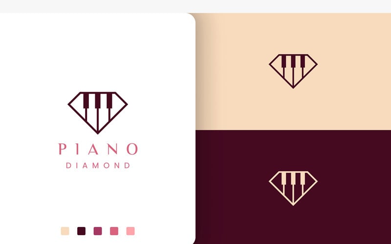 Simple Piano School Logo in Diamond Shape Logo Template