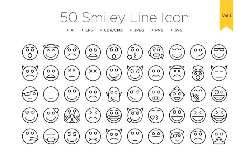 Smiley Line 50 _Set Vol 01 Icon Set