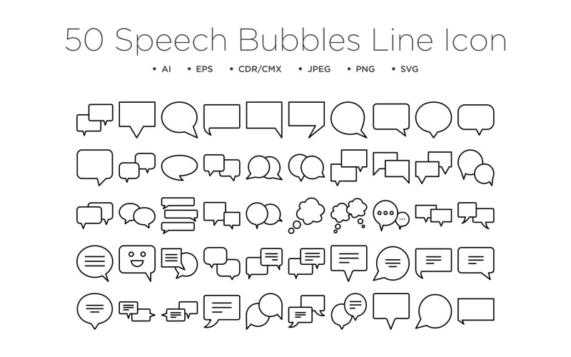 Speech Bubbles Line 50_set Icon Set