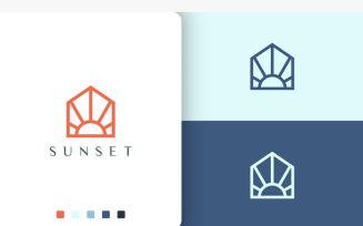 Sun or Home Logo in Minimalist Mono Line