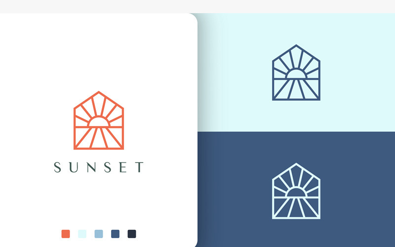 Sun or Hotel Logo On The Beach in Simple Logo Template