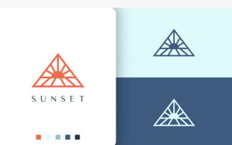 Triangle Sun or Sea Logo in Simple Style