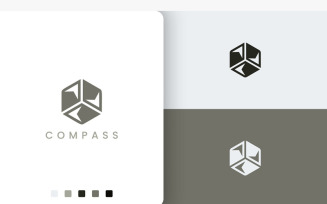 Trip or Adventure Logo Compass Hexagon