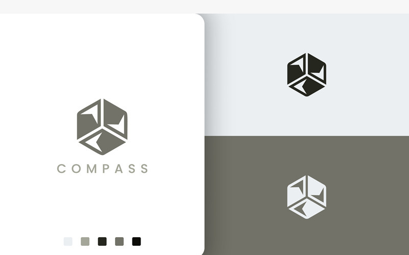 Trip or Adventure Logo Compass Hexagon Logo Template