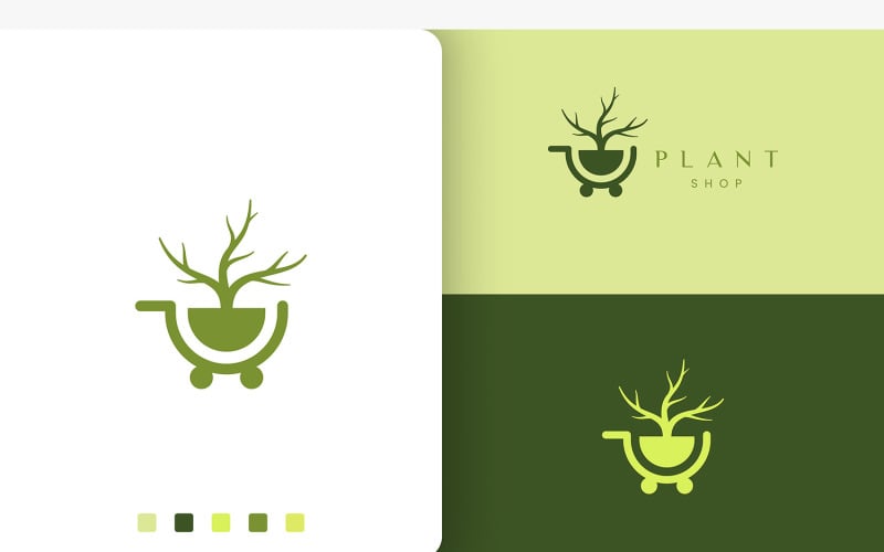 Trolley Logo for Natural or Organic Market Logo Template