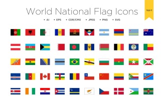 50 World National flag icon Vol 1
