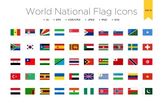 50 World National flag icon Vol 4