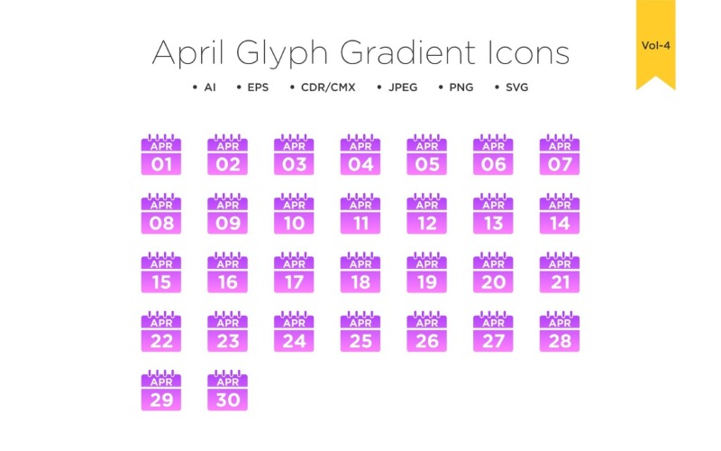 April Glyph Gradient Icon Icon Set