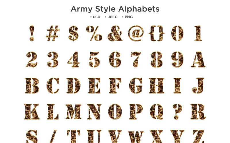 Army Style Alphabet Abc Typography Illustration