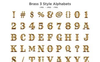 Brass 3 Style Alphabet Abc Typography