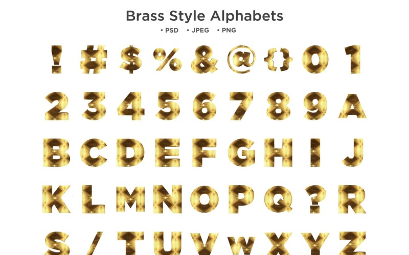 Brass Style Alphabet, Abc Typography Illustration