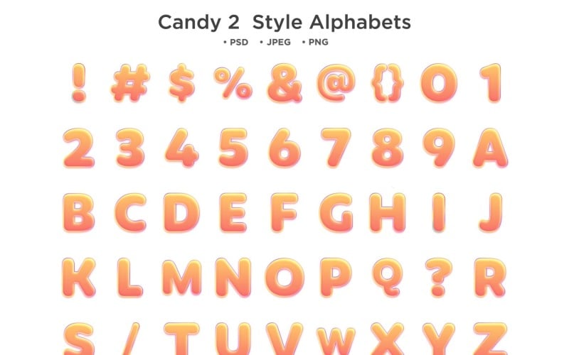 Candy 2 Style Alphabet, Abc Typography Illustration