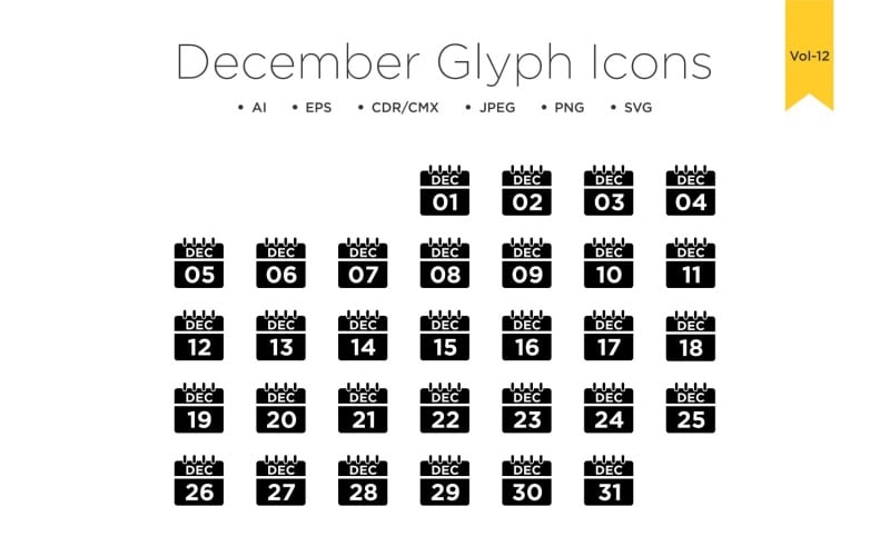 December Calendar Line Icon Vol 12 Icon Set