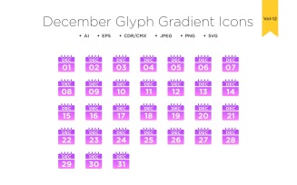 December Glyph Gradient Icon