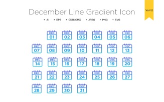 December Line Gradient Icon