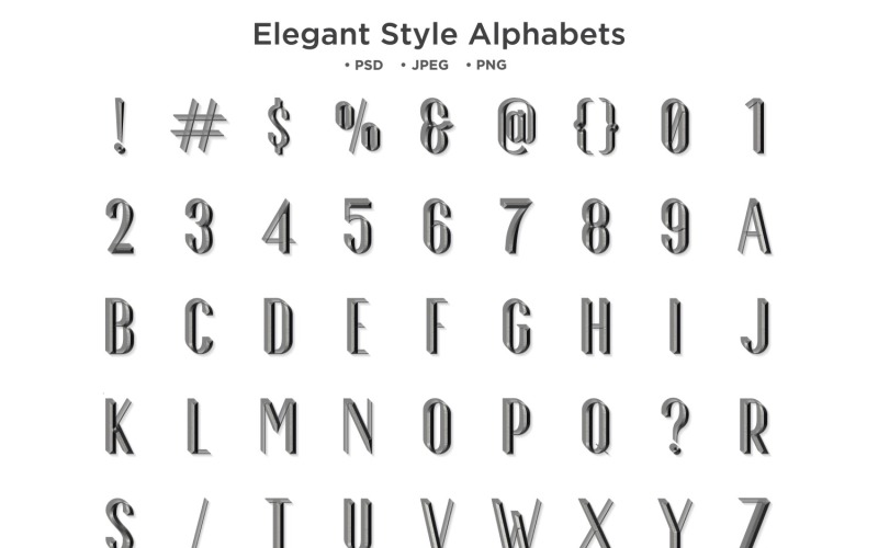 Elegant Style Alphabet, Abc Typography Illustration