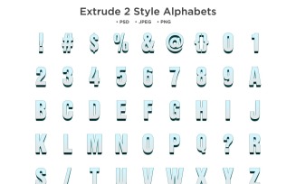Extrude 2 Style Alphabet, Abc Typography