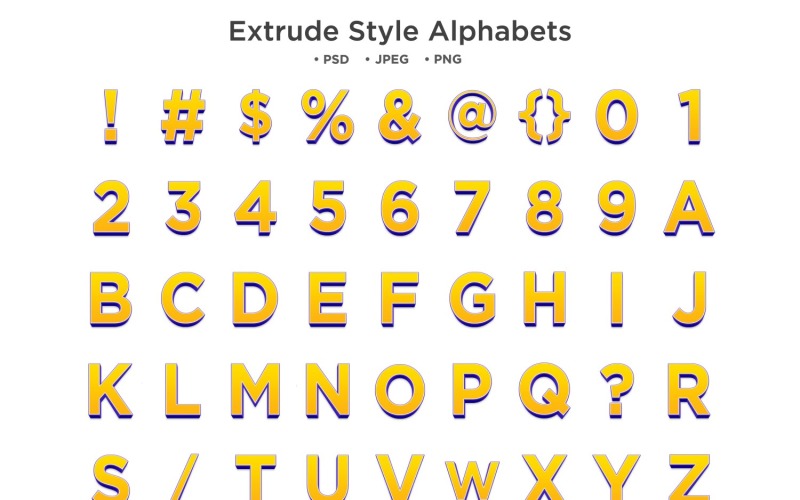 Extrude Style Alphabet, Abc Typography Illustration