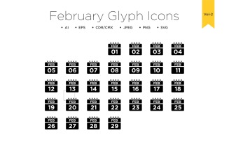 February Glyph Icon Set Vol 1