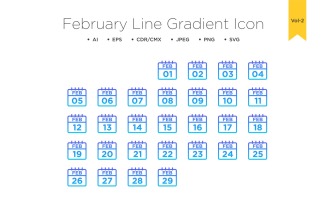 February Line Gradient Icon