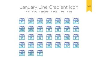 January Line Gradient Icon