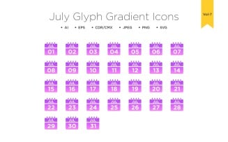 July Glyph Gradient Icon Set