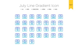 July Line Gradient Icon Set