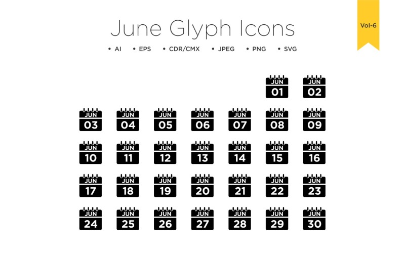June Calendar Line Icon Vol 6 Icon Set