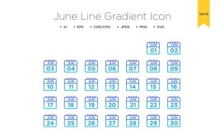 June Line Gradient Icon Set