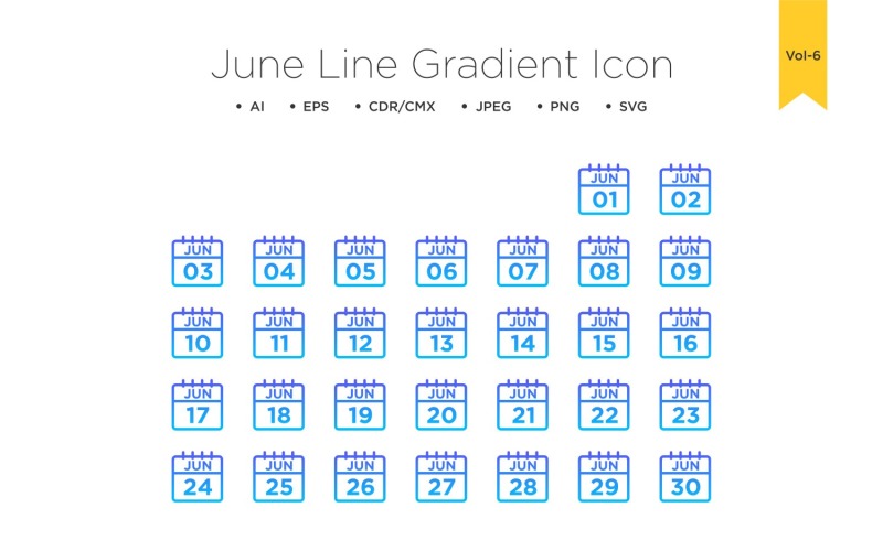 June Line Gradient Icon Set