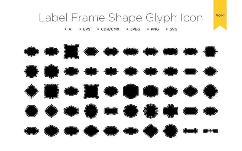 Label Frame Shape -Glyph With Frame - 50 _Set Vol 1 Illustration