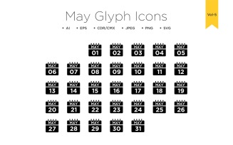 May Calendar Line Icon Vol 5